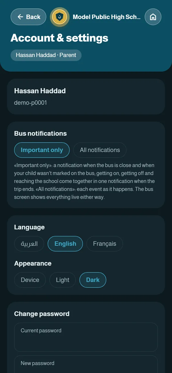 Dark mode — And the language choice